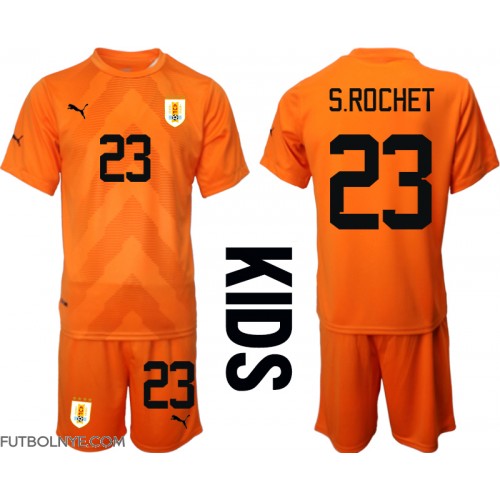 Camiseta Uruguay Sergio Rochet #23 Portero Visitante Equipación para niños Mundial 2022 manga corta (+ pantalones cortos)